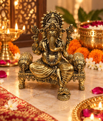 Royal Antique Finish Ganesh Lakshmi Idol Set