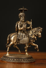 Handcrafted Brass Maharaja Agrasen on Horse – Symbol of Leadership, Prosperity, and Heritage - 5 inch