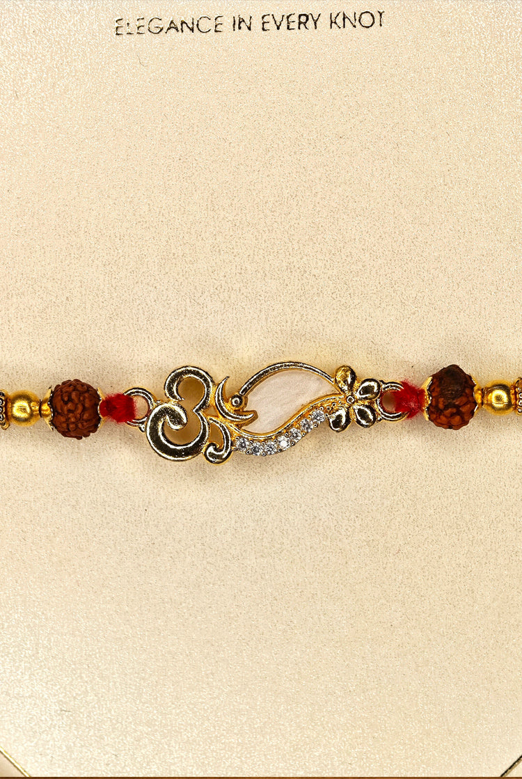 Om Rudraksha Rakhi – Premium Designer Rakhi with Semi-Precious Stones