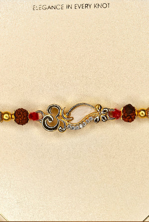 Om Rudraksha Rakhi – Premium Designer Rakhi with Semi-Precious Stones